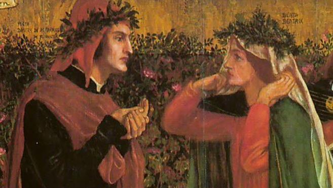 Particolare del dipinto "The Salutation of Beatrice" di Dante Gabriel Rossetti